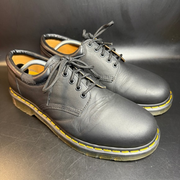 Dr. Martens 8053 Leather Oxford Shoes Black Yellow Stitching Mens Size 12 - Picture 1 of 8
